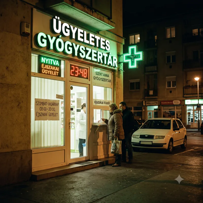 Ügyeletes gyógyszertárak (éjszaka, hétvége) – illusztráció
