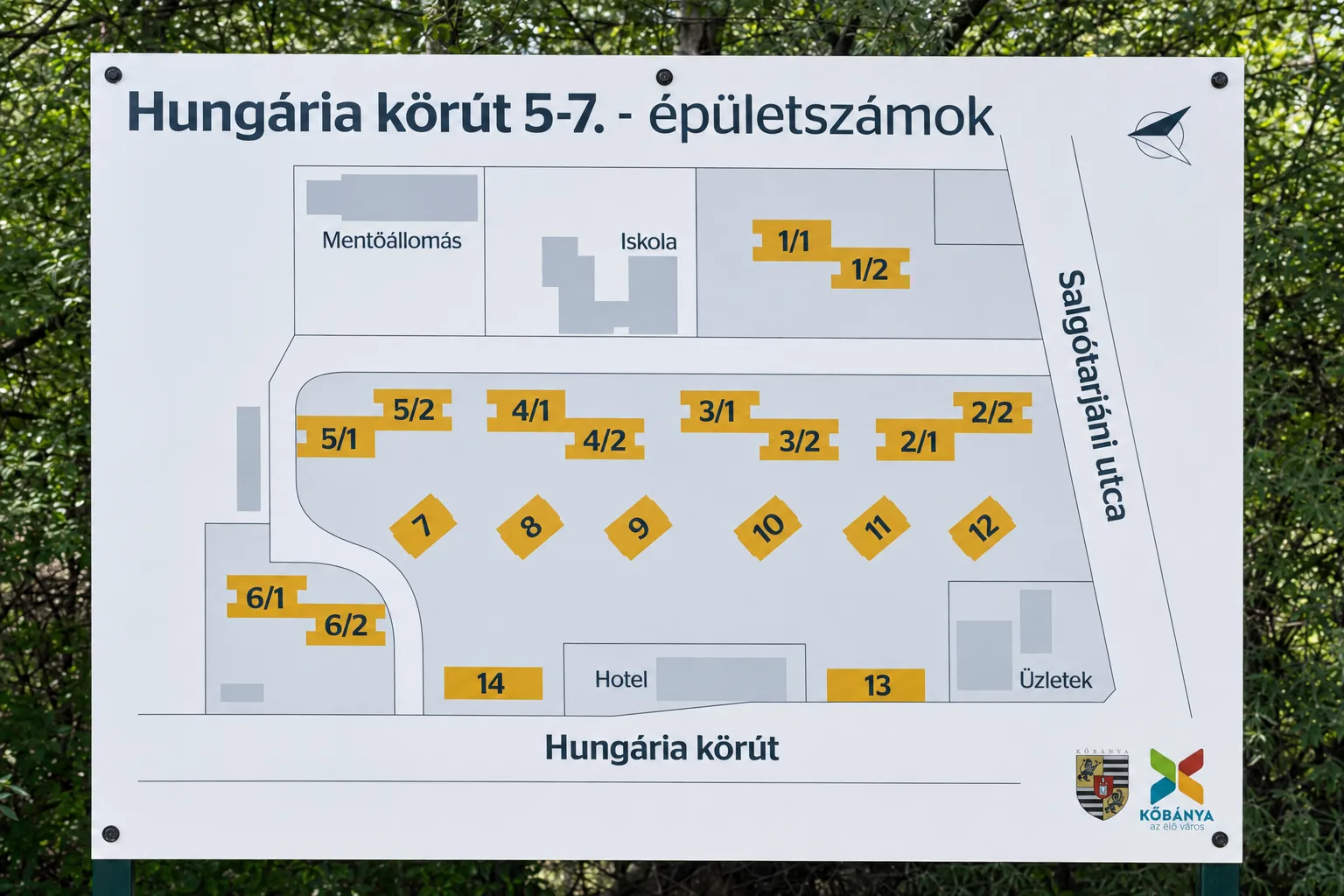 A 12 Ház Társasház lakótelepének épülettérképe